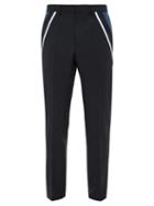 Matchesfashion.com Valentino - Contrast Stripe Wool Blend Trousers - Mens - Navy