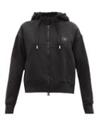 Matchesfashion.com Adidas By Stella Mccartney - Cropped Cotton-blend Jersey Hooded Sweatshirt - Womens - Black