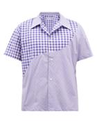 Erl - Gingham And Check Short-sleeved Cotton Shirt - Mens - Blue