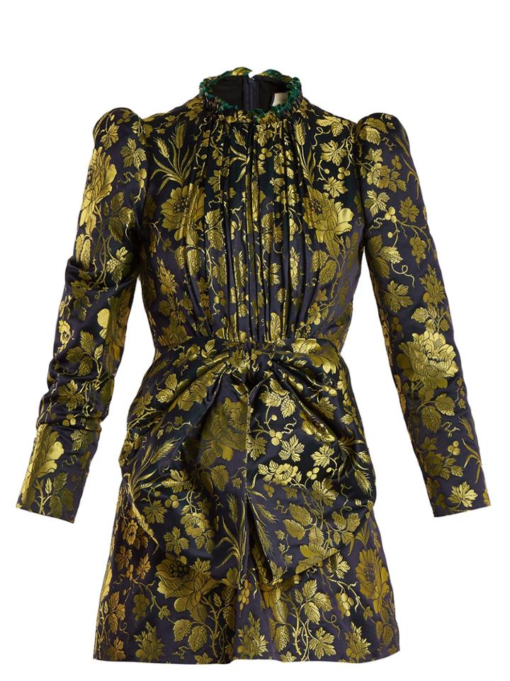 Gucci Romantic Flower-jacquard High-neck Dress