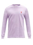 Matchesfashion.com Ami - Ami De Caur-logo Cotton-jersey T-shirt - Mens - Light Purple