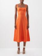 Saloni - Rachel Linen Dress - Womens - Red