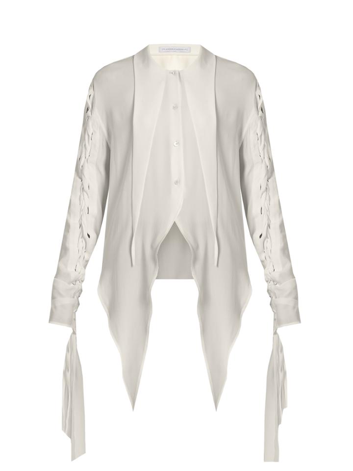 J.w.anderson Lace-up Crepe De Chine Blouse