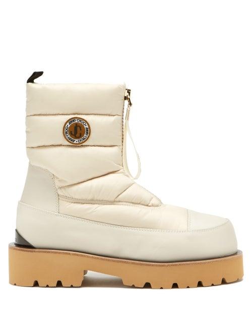 Jimmy Choo - Kai Padded Nylon Flat Boots - Womens - Cream