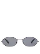 Matchesfashion.com Alexander Mcqueen - Octagonal Metal Sunglasses - Mens - Grey