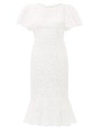 Matchesfashion.com Dolce & Gabbana - Ruffled Lace Midi Dress - Womens - Ivory
