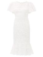 Matchesfashion.com Dolce & Gabbana - Ruffled Lace Midi Dress - Womens - Ivory