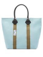 Haulier - Utility Medium Striped Canvas Tote Bag - Womens - Light Blue