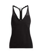 Matchesfashion.com Track & Bliss - Scallop Edge Racer Back Tank Top - Womens - Black