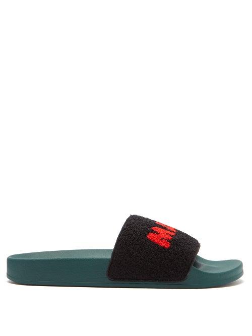 Matchesfashion.com Marni - Logo-jacquard Terry Slides - Mens - Black