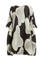 Matchesfashion.com Pleats Please Issey Miyake - Melt Cloud Print Side Slit Pleated Dress - Womens - Black White