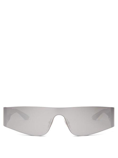 Matchesfashion.com Balenciaga - Mono Reflective Slim Sunglasses - Mens - Silver