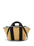 Muuñ George Striped-canvas And Woven-straw Tote