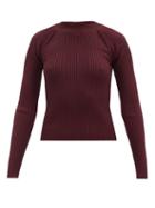 Staud - Hayes Keyhole-shoulder Open-back Ribbed Top - Womens - Burgundy
