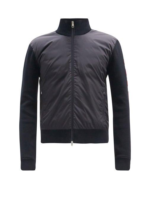 Matchesfashion.com Moncler - Logo-jacquard Down Quilted Jersey Track Jacket - Mens - Dark Navy