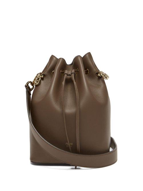 Matchesfashion.com Fendi - Mon Tresor Leather Cross Body Bucket Bag - Womens - Dark Brown