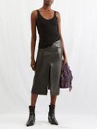 Chlo - High-waisted Leather Midi Skirt - Womens - Black