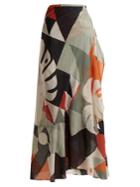 Adriana Degreas Tropiques Abstract-print Wrap Cotton Skirt