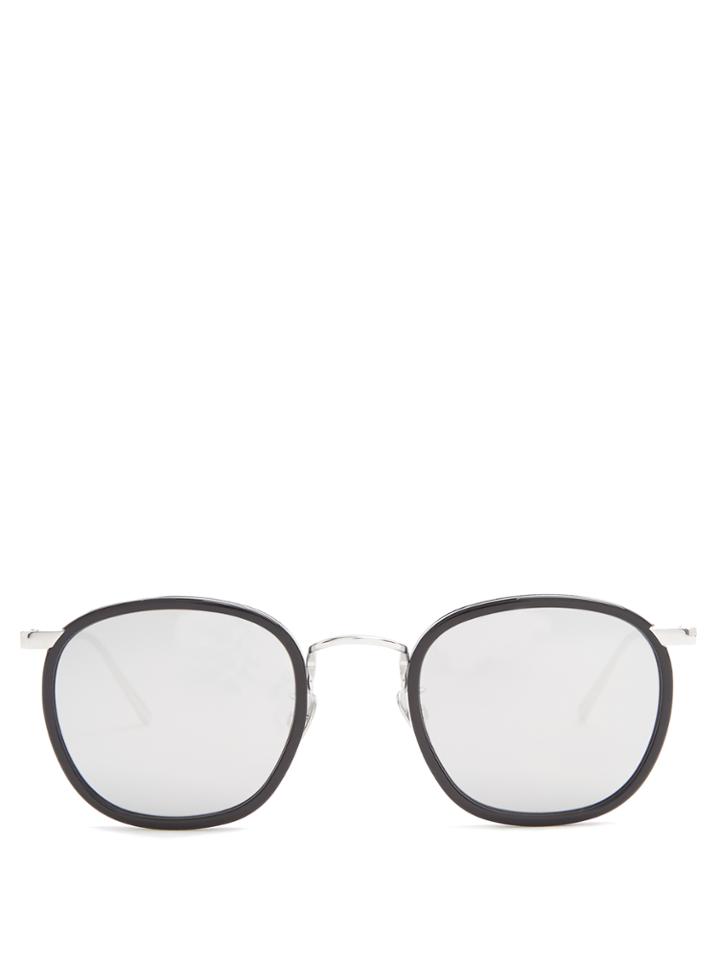 Linda Farrow Oval-frame White-gold Plated Sunglasses