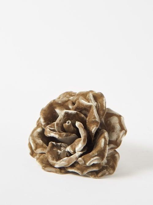 Saint Laurent - Rose Velour Brooch - Mens - Beige