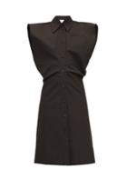 Matchesfashion.com Bottega Veneta - Wide-shoulder Cotton-blend Shirt Dress - Womens - Dark Brown