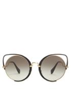 Matchesfashion.com Miu Miu - Cat Eye Metal Sunglasses - Womens - Black Multi