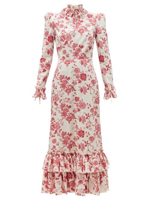 Matchesfashion.com The Vampire's Wife - The Cinderella Floral-print Cotton-crepe Dress - Womens - Red White