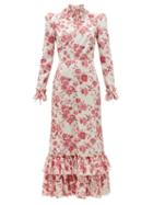 Matchesfashion.com The Vampire's Wife - The Cinderella Floral-print Cotton-crepe Dress - Womens - Red White