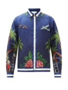Matchesfashion.com Casablanca - Surf Club Midnight-print Silk Shirt - Mens - Navy