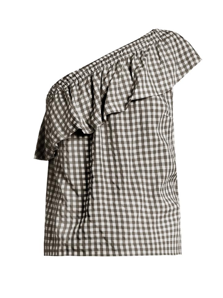 Velvet By Graham & Spencer Haley One-shoulder Gingham Top