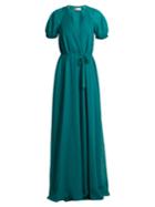 Lanvin V-neck Puff-sleeved Silk Crepe De Chine Gown