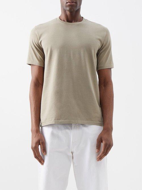 Auralee - Luster Plaiting Cotton-jersey T-shirt - Mens - Light Green