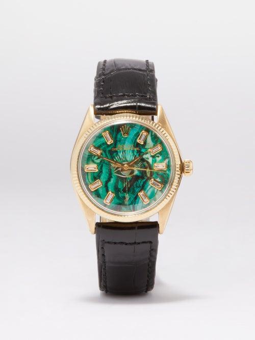 Jacquie Aiche - Vintage Rolex Oyster 34mm Diamond & Gold Watch - Womens - Green Multi