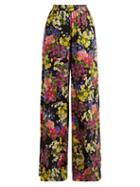 Matchesfashion.com Dolce & Gabbana - Floral Print Silk Blend Charmeuse Trousers - Womens - Black Multi