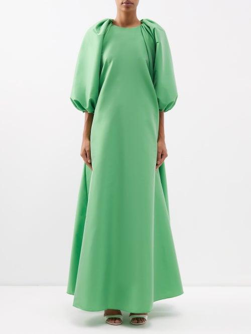 Bernadette - Lynn Balloon-sleeve Taffeta Gown - Womens - Green