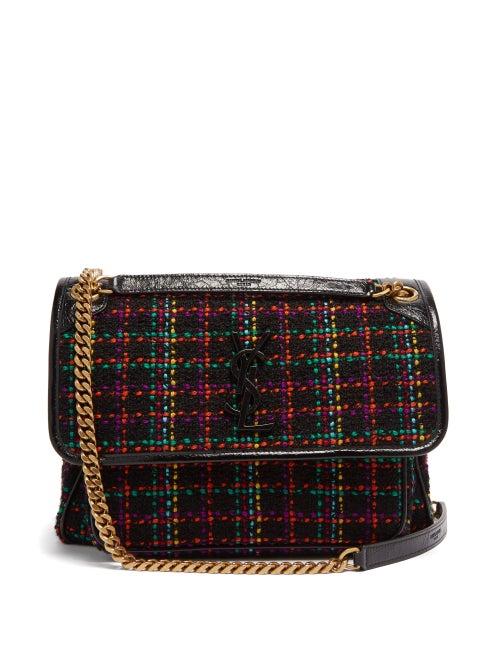 Saint Laurent - Niki Medium Tweed And Leather Shoulder Bag - Womens - Black Multi