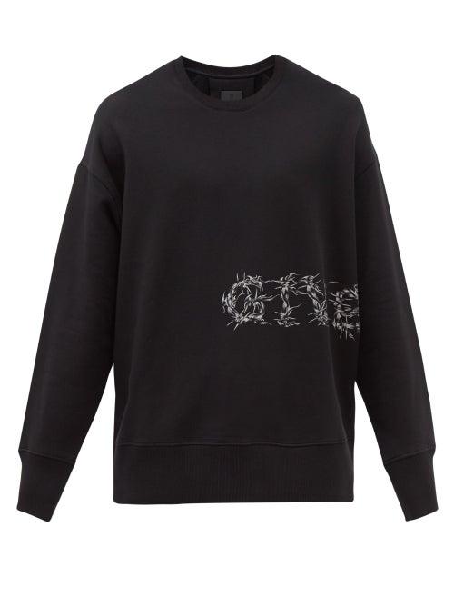 Givenchy - Barbed-wire Print Cotton-jersey Sweatshirt - Mens - Black
