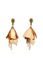 Oscar De La Renta Impatiens Floral Drop Clip-on Earrings