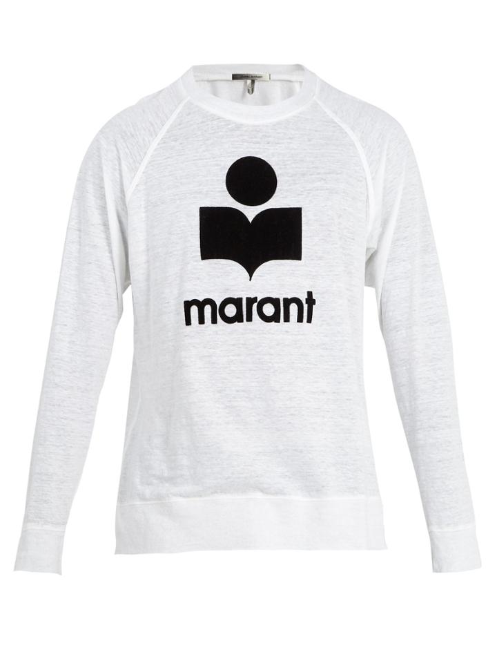 Isabel Marant Kieffer Logo-appliqu Linen Long-sleeved T-shirt
