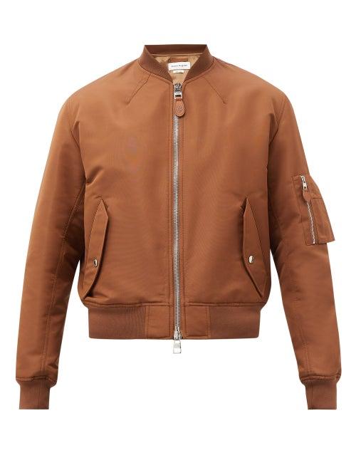 Alexander Mcqueen - Logo-print Faille Bomber Jacket - Mens - Brown