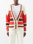 Ganni - Striped Embroidered Cardigan - Womens - Red Multi