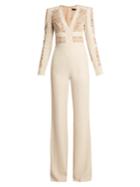 Elie Saab Lace-panelled Flared-leg Cady Jumpsuit