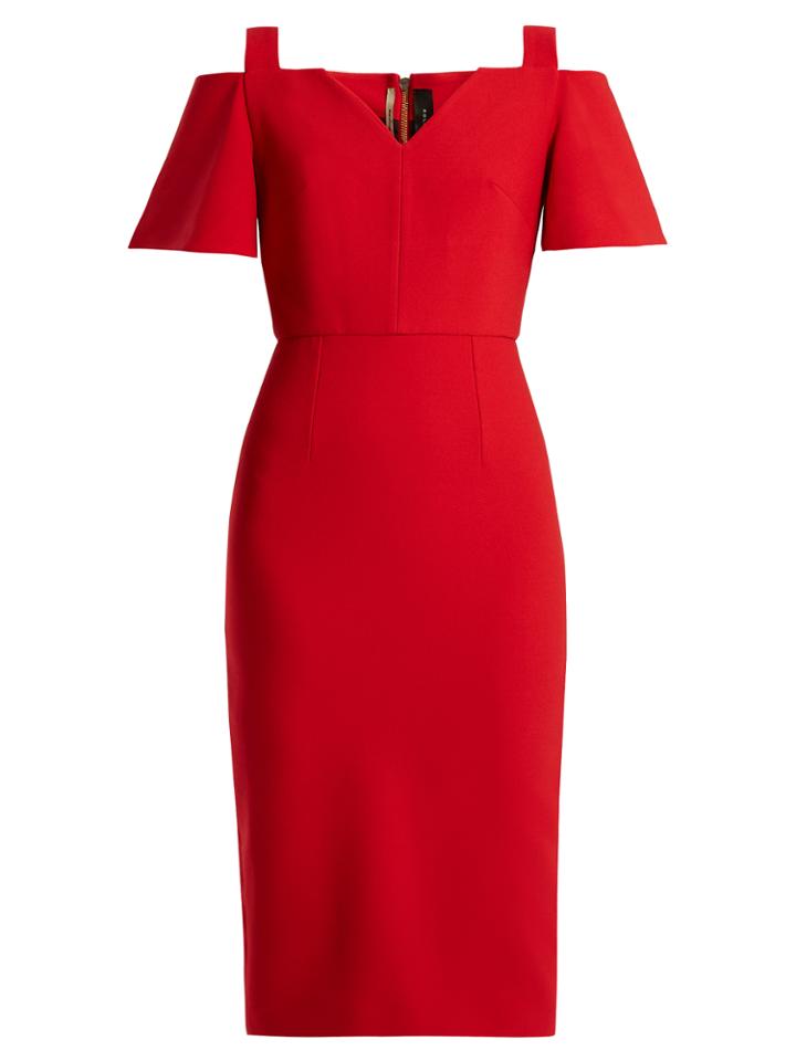 Roland Mouret Alton Open-shoulder Crepe Midi Dress