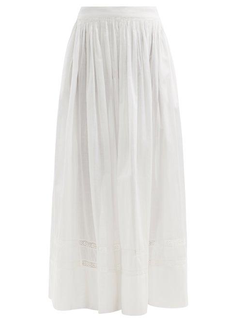 Matchesfashion.com Mimi Prober - Salter Lace-trimmed Organic-cotton Maxi Skirt - Womens - White