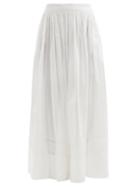 Matchesfashion.com Mimi Prober - Salter Lace-trimmed Organic-cotton Maxi Skirt - Womens - White