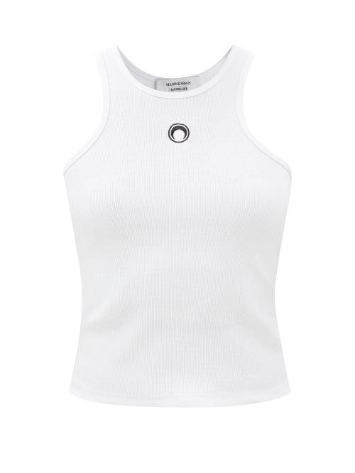 Marine Serre - Crescent Moon Organic Cotton-blend Tank Top - Womens - White