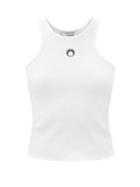 Marine Serre - Crescent Moon Organic Cotton-blend Tank Top - Womens - White