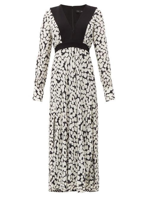 Matchesfashion.com Proenza Schouler - Splatter Print Crepe Maxi Dress - Womens - White