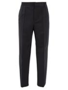 Valentino - Pleated Wool-blend Tailored Trousers - Mens - Navy
