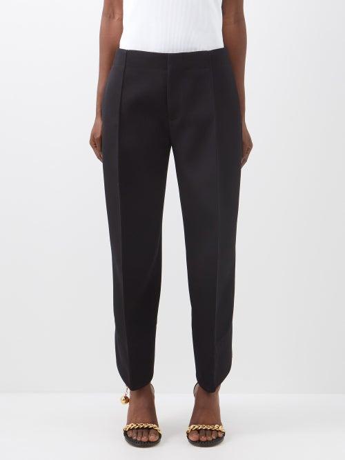 Bottega Veneta - Banana Pleated Wool Trousers - Womens - Black